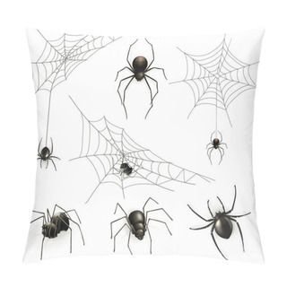 Personality  Spiders And Spider Web, Vector Set Pillow Covers