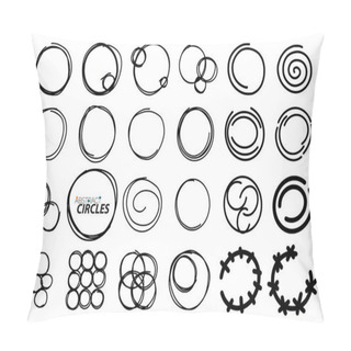 Personality  Hand Drawn Round Frames, Circles. Set Of Sketch Icons, Logos, Backgrounds Pillow Covers