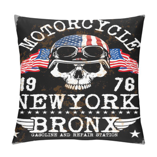 Personality  Motorcycle Poster Skull Tee Graphic Design Pillow Covers