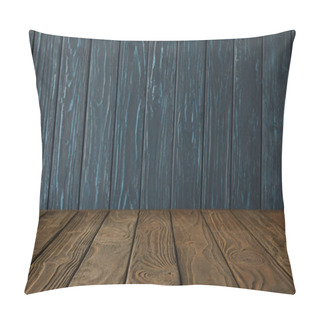 Personality  Brown Striped Tabletop And Dark Blue Wooden Wall Pillow Covers