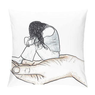 Personality  Hand Supporting A Woman Pillow Covers