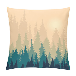 Personality Landscape With Silhouettes Of Fir-trees Pillow Covers