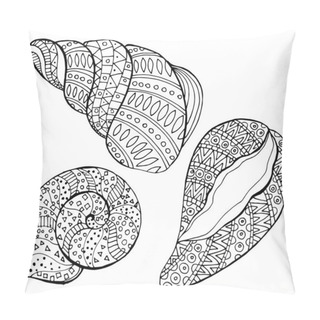 Personality  Isolate On A White Background, Drawing Sea Shells, Coloring Antistress Pillow Covers