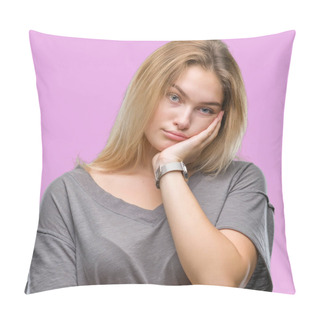 Personality  Young Caucasian Woman Over Isolated Background Thinking Looking Tired And Bored With Depression Problems With Crossed Arms. Pillow Covers