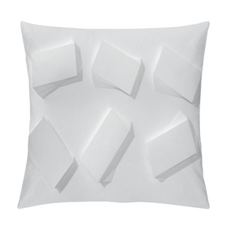 Personality  Top View Of Blank Cards On White Background With Copy Space Pillow Covers