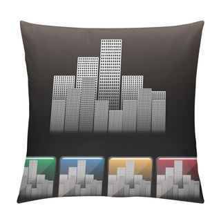 Personality  Skyscraper City Icon Set. Vector Pillow Covers