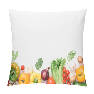 Personality  Top View Of Ripe Vegetables And Herbs Isolated On White Pillow Covers