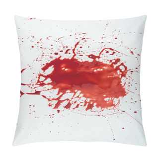 Personality  Top View Of Messy Blood Blot On White Surface Pillow Covers