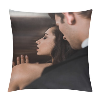 Personality  Passionate Man Hugging Attractive Sexy Woman From Back In Lift Pillow Covers