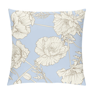 Personality  Seamless Pattern With Poppy Flowers Pillow Covers