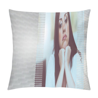 Personality  Portrait Of Depressed Young Woman. Panoramic Banner Pillow Covers