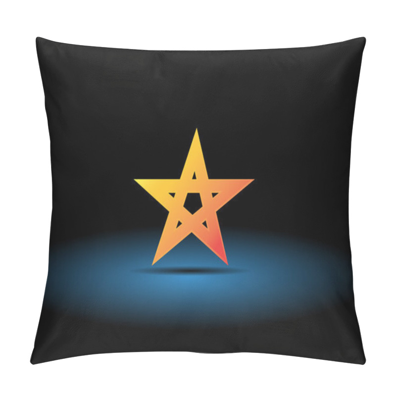 Personality  Gold Pentagram On A Black Background Pillow Covers