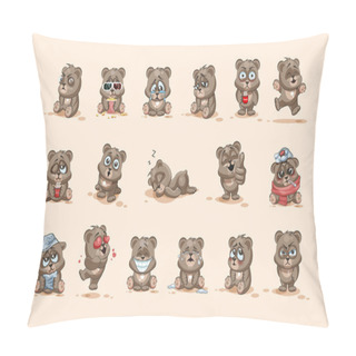 Personality  Isolated Emoji Character Cartoon Bear Stickers Emoticons With Different Emotions Pillow Covers