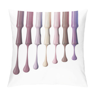 Personality  Wet Brushes With Variation Of Pastel Nail Polish Isolated On White Pillow Covers