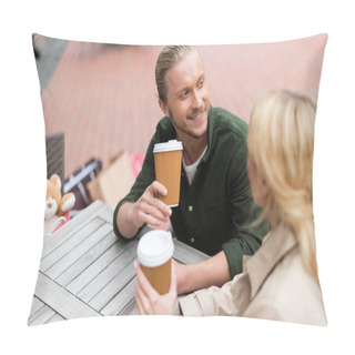 Personality  Couple Drinking Coffee At Cafe Pillow Covers