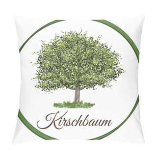 Personality  Cherry Tree As Vector Drawn With Single Leaves Pillow Covers