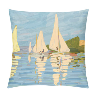 Personality  Sailboats In Claude Monet Style. Pillow Covers