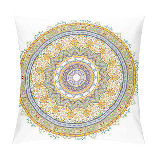 Personality  PrintColored Floral Mandala 12 Degres, Arabic Ornamental Design Pillow Covers