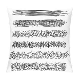 Personality  Vector Light Set Of Hand Drawn Scribble Line Shapes. . Set Of Hand Drawn Scribble Symbols Isolated On White. Doodle Style Sketches. Shaded And Hatched Badges And Bubble Shapes. Vector. Pillow Covers