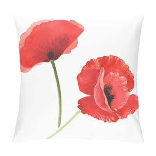 Personality  Red Poppies Isolated On White. Watercolor Background Illustration Set.  Pillow Covers