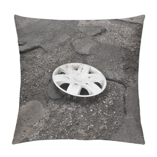 Personality  Wheel Cover Clipped On The Damaged Road Pillow Covers