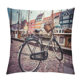 Personality  Classic Vintage Retro City Bicycle In Copenhagen, Denmark Pillow Covers
