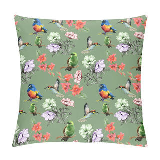 Personality  Flowers And Colored Birds Pillow Covers