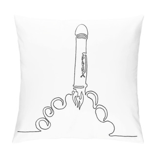 Personality  Continuous One Line Drawing. Spacecraft Launch. Space Exploratio Pillow Covers