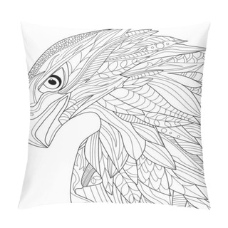 Personality  Eagle Head Line Drawing With Geometric Detailed Coloring Book Idea Pillow Covers