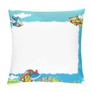 Personality  Cartoon Planes Flying Over Some City Pillow Covers