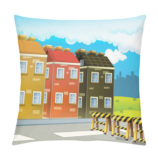 Personality  Cartoon City Background Pillow Covers