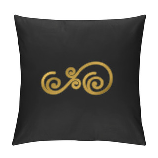 Personality  Asymmetrical Floral Design Of Spirals Gold Plated Metalic Icon Or Logo Vector Pillow Covers