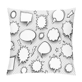 Personality  Collection Of Empty Comic Speech Bubbles With Halftone Shadows. Hand Drawn Retro Cartoon Stickers. Pop Art Style. Vector Illustration. Pillow Covers