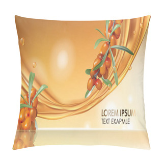 Personality  Sea Buckthorn Vector Realistic Banner Ad Pillow Covers