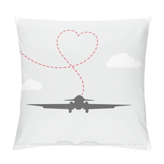 Personality  Silhouette Of A Plane With Heart Pillow Covers