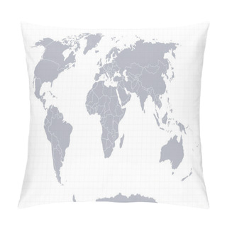 Personality  World Map Paper. Political Map Of The World On A Gray Background. Countries. Vector Illustration. White. Pillow Covers