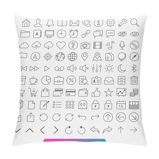 Personality  100 Line Icon Set. Pillow Covers
