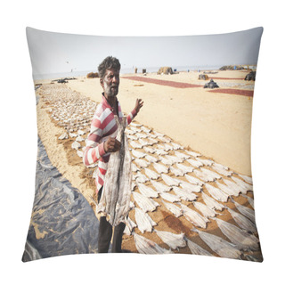 Personality  NEGOMBO, SRI LANKA - DECEMBER 31: Unidentified Fisherman Among D Pillow Covers