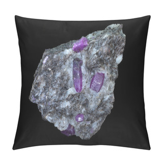 Personality  The Ruby Is A Pink To Blood-red Colored Gemstone, A Variety Of The Mineral Corundum (aluminium Oxide). Isolated In Black Background. Pillow Covers