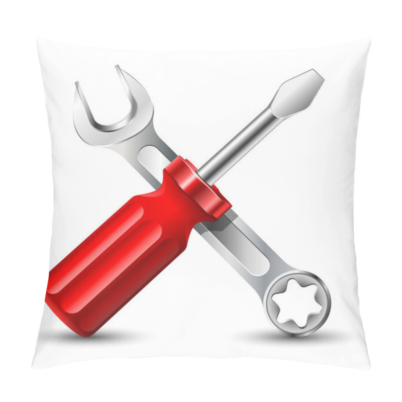 Personality  Screwdriver and Wrench Icon. Vector illustration pillow covers