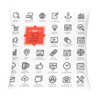 Personality  Outline Web Icons Set - SEO (Search Engine Optimization) Pillow Covers