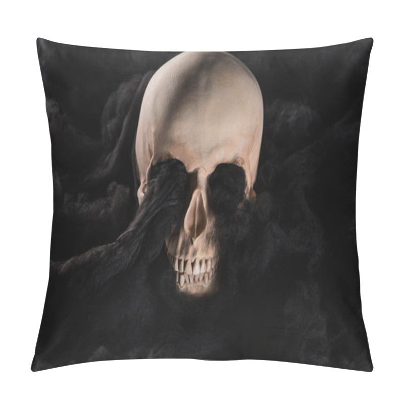Personality  Spooky Human Skull With Black Dark Clouds, Halloween Decoration Pillow Covers
