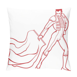 Personality  Young Matador In Bullfighting Traditional Clothing With Red Rag. Pillow Covers