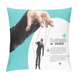 Personality  Image Of A Puppet Businessman Standing On Against Each Other, Concept Of Business Control Pillow Covers