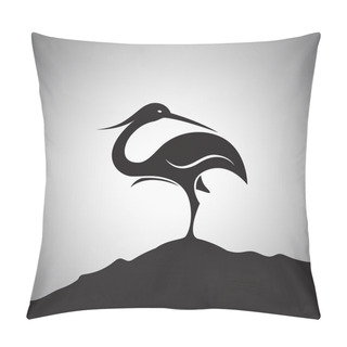 Personality  Vector Image Of An Stork Standing On The Rocks. Pillow Covers