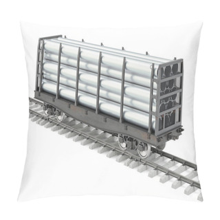 Personality  Railroad Car With Metal Pipes, 3D Rendering Pillow Covers