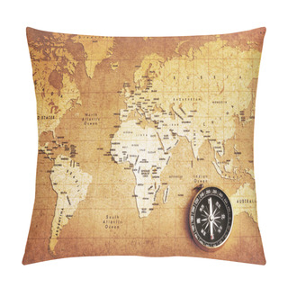 Personality  Compass On A Treasure Map Pillow Covers