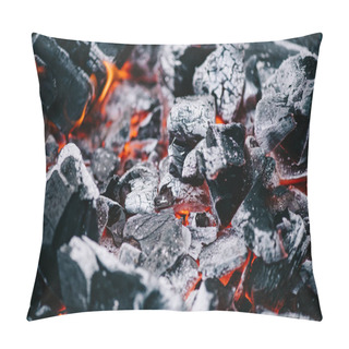 Personality  Selective Focus Of Hot Burning Coals In White Ash Pillow Covers