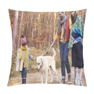 Personality  Family Walking With Dog In The Forest  Pillow Covers
