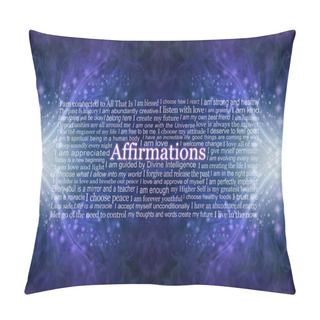 Personality  Spiritual I AM Affirmations Word Cloud - Deep Ultramarine  Blue Background With Sparkles Holistic  Self-development Concept Ideal For Canvas Art, Coaster, Pillow, Mouse Mat, Healing Therapy Room Wall Pillow Covers